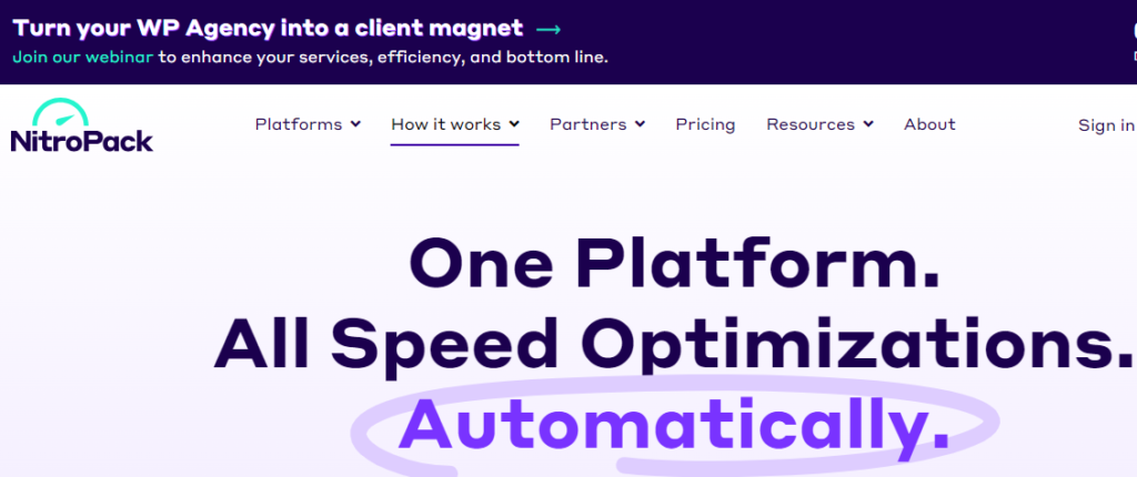 NitroPack plugin for speed optimization and caching on WordPress sites